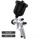 краскораспылитель RRP KILLER d1.4мм серебристый с манометром верхний бачок 600мл SKULL (в кейсе)