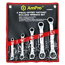 набор ключей трещеточных изогнутые 6-22мм AMPRO (5 предметов)